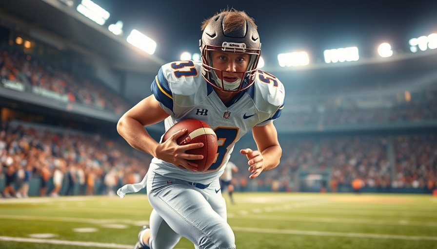 High school football player making a run during a game.