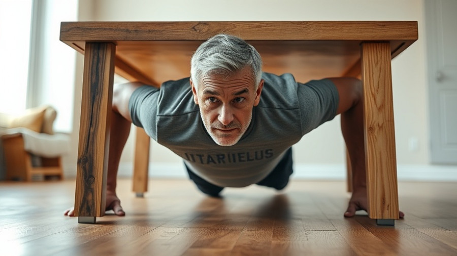 Essential strength moves for seniors, person doing table push-up indoors.