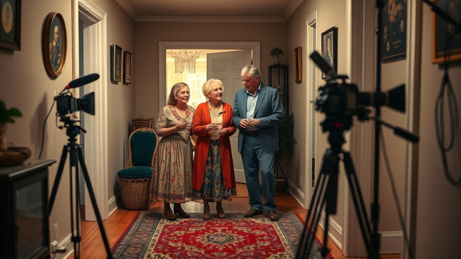 Seniors Making a Horror Film: Engaged seniors on a cozy film set.
