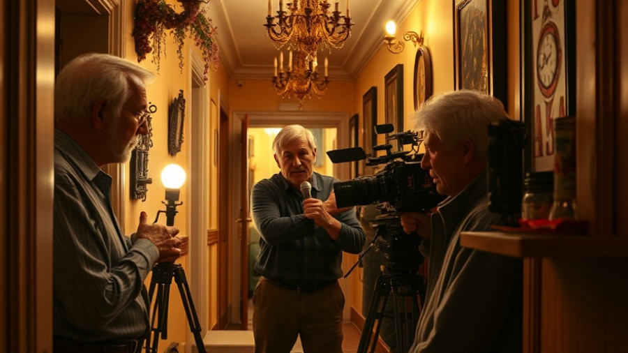 Seniors enthusiastically making a horror film in a hallway.