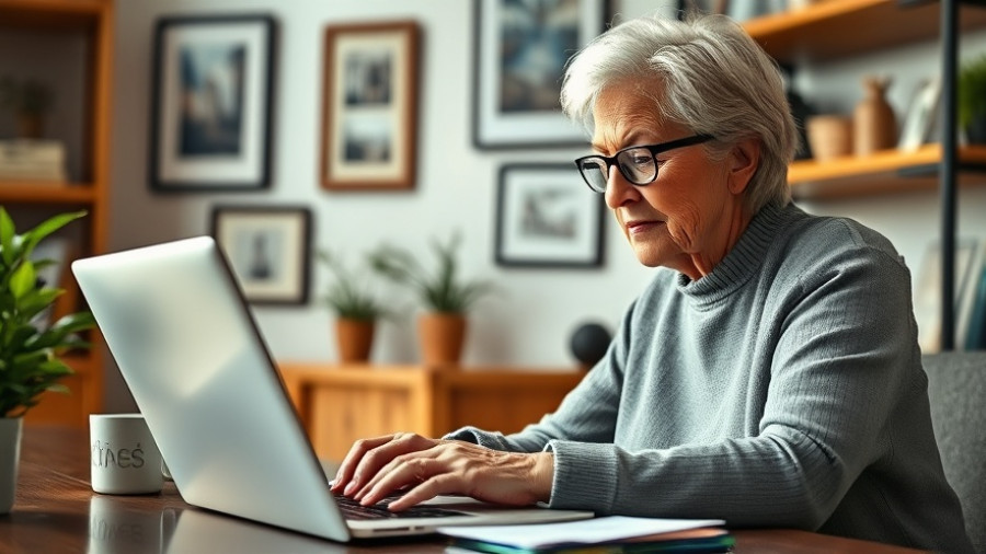 Elderly woman engaged in financial planning for orphan retirees in cozy home office