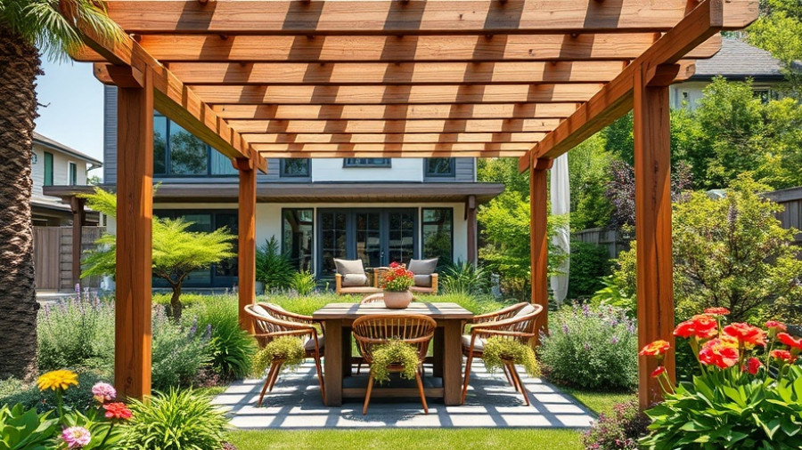 Simple backyard pergola designs with dining area