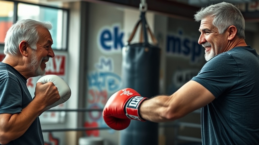 Elderly man engaging in boxing training for social engagement for seniors.