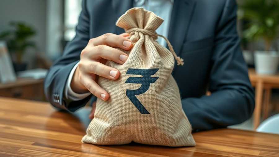 Businessman holding a bag with Rupee symbol symbolizing pay fairness in India.