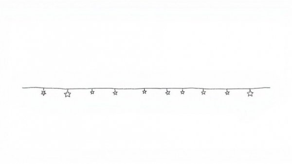 Hand-drawn line with stars decoration.