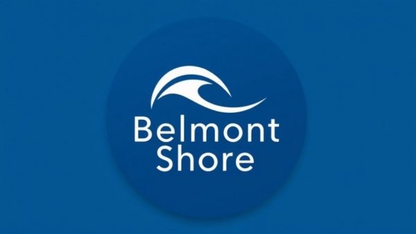 Modern Belmont Shore community safety logo with wave design