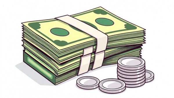 Cartoon money illustration symbolizing family budget survey and living standards.