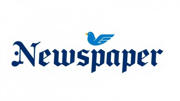 Stylized logo of a newspaper with blue accents and bird motif.
