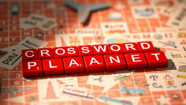 Creative crossword puzzle with travel theme and red letters.