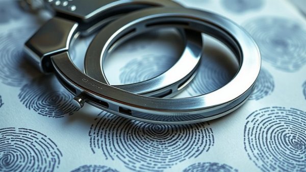 Handcuffs on fingerprint sheet, related to Santa Ana man arrested for fatal shooting.