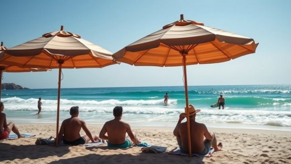 Beachgoers enjoying the best small wave on the planet.