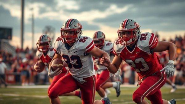 Orange County football rankings action shot during a high school game.