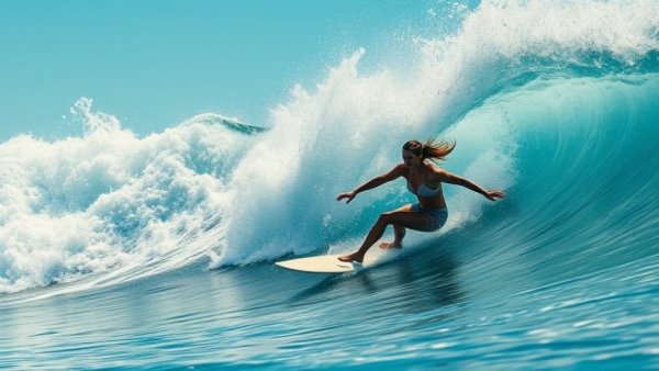Carissa Moore returns to Championship Tour, riding a massive wave.