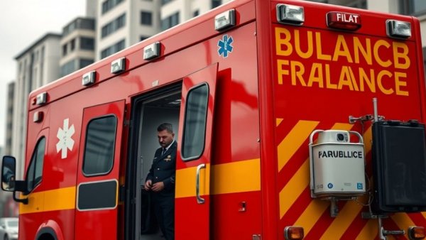 New Paramedic Ambulance in Long Beach with firefighter.