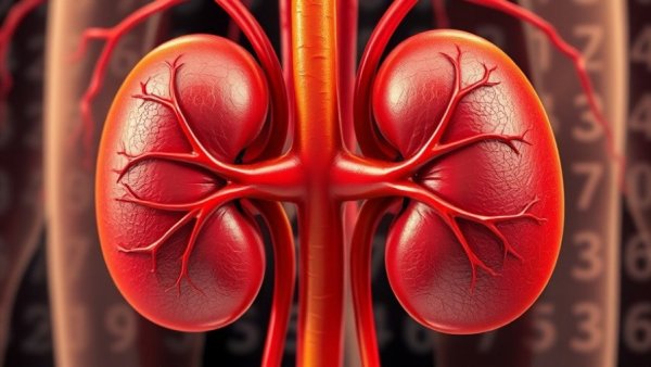 Anatomical illustration of kidneys highlighting medical visualization.