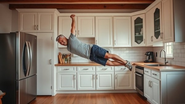 Wall push-ups exercise at home for seniors over 70.