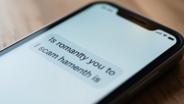 Text message scam on smartphone focusing on senior scam prevention.