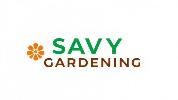 Logo of Savvy Gardening with a flower illustration