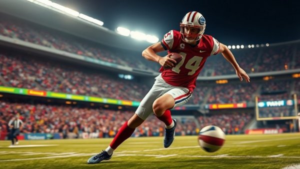 Dynamic CIF-SS semifinal football action on the field.