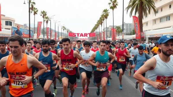 Seal Beach Turkey Trot 2025 runners at starting line.