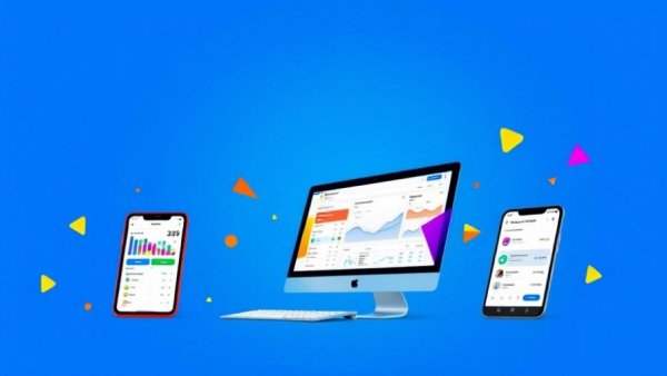 Advertisement for financial management software with vibrant design