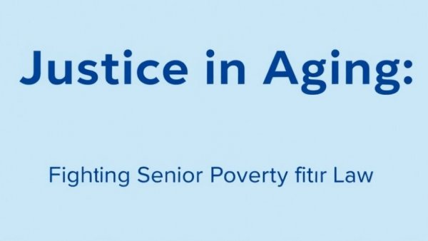 Justice in Aging logo on a blue background.