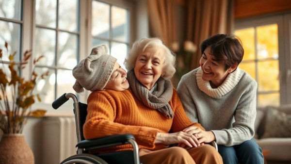 International Day of Persons with Disabilities - Senior woman in wheelchair with family.