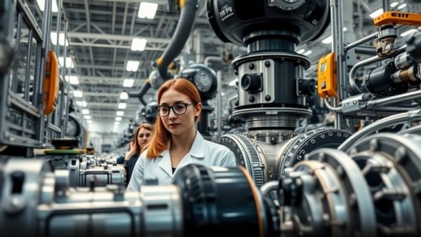 Skilled precision workforce in India aerospace inspecting machinery.