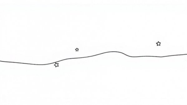 Hand-drawn line with star accents, minimalistic art.