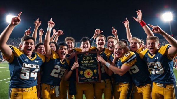 Los Alamitos CIF-SS Division 2 Championship winning team celebrating victory.