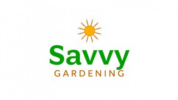 Savvy Gardening logo with flower and tagline