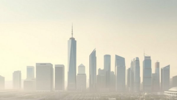 Modern cityscape architecture with skyscrapers under clear sky.