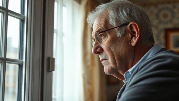 Elderly man preventing Seasonal Affective Disorder by enjoying natural light