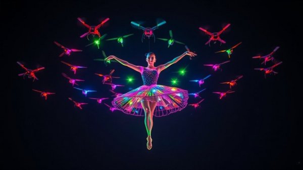 Dazzling drone art forming a ballet dancer at DroneArt Show 2025.