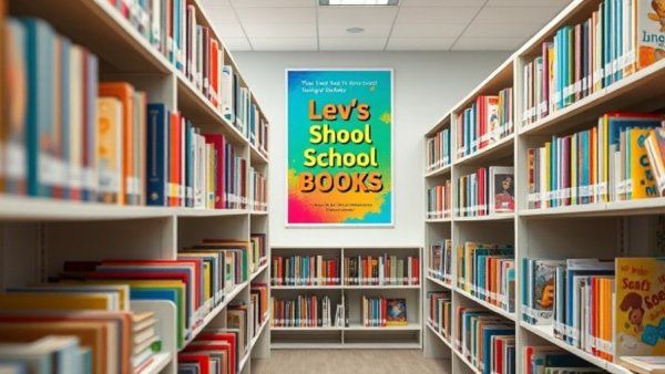 Library shelves of picture books in Long Beach Unified school.