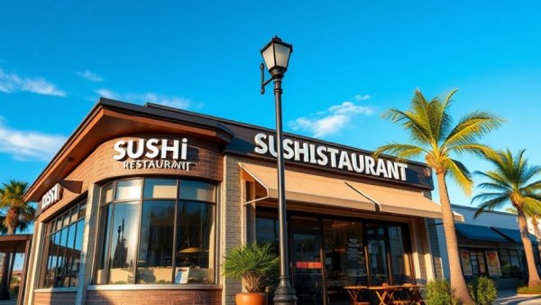 Modern sushi restaurant in Orange County with stylish exterior.