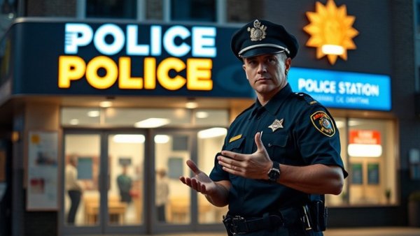 Police officer at night involved in Illuminate California campaign.