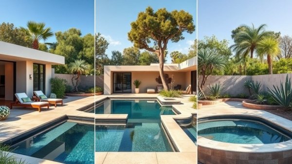 Chic and diverse backyard plunge pool designs showcasing modern elegance.