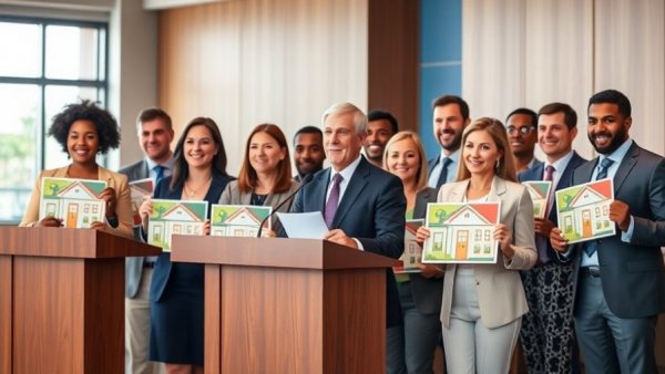 Diverse group discussing Long Beach housing approvals.