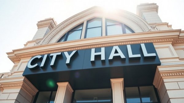 City Hall Annex building sign for digital billboard advertising initiative.