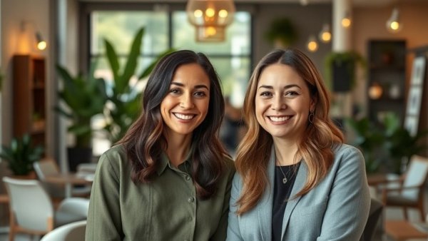 Women in a sustainable Commune Salon setting, smiling warmly.