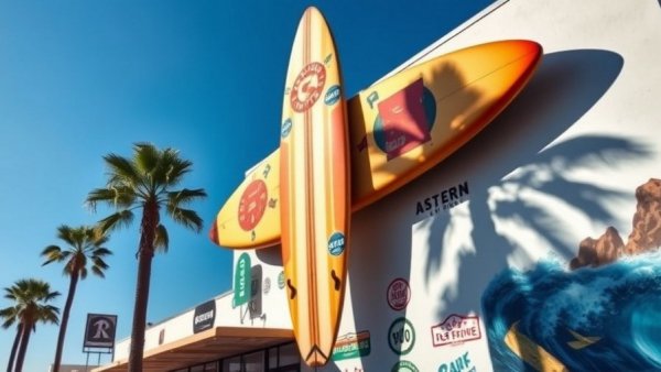 Relocating International Surfing Museum with giant surfboard display.