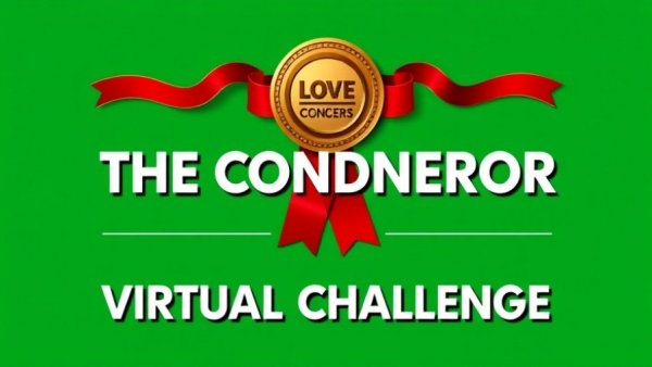 The Conqueror Virtual Challenges promotional design with medal.