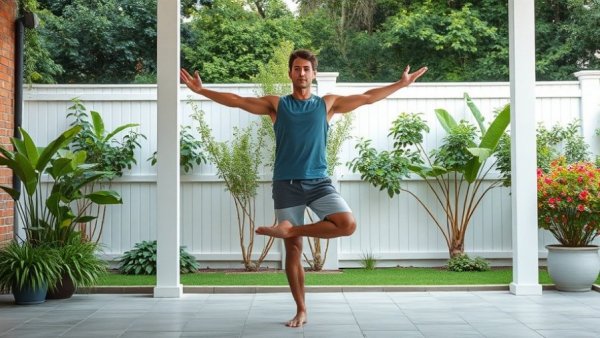 Man practicing balance exercises outdoors to never fall during a turn again.