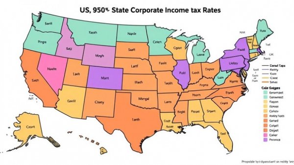 U.S. map of state corporate tax rates 2026, color-coded infographic