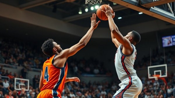 Orange County boys basketball league action with players competing for the ball.