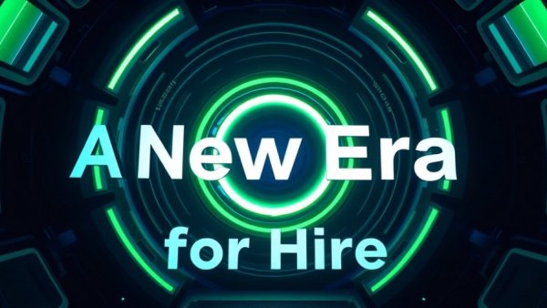Futuristic green circle with 'A New Era for Hire' text.