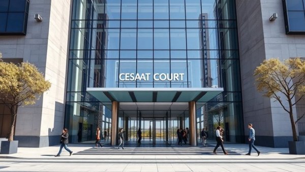 Governor George Deukmejian Courthouse exterior with people walking