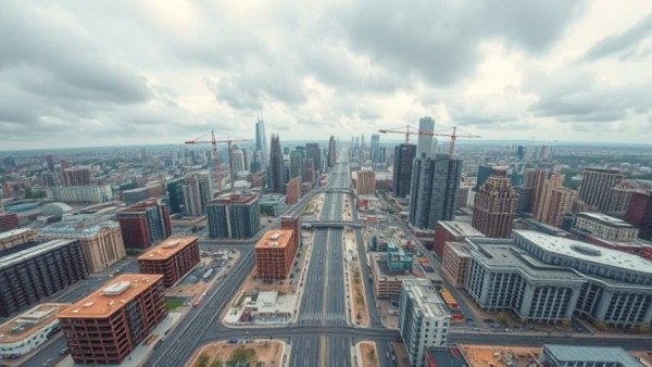 Bristol Temple Quarter regeneration area, aerial city view.