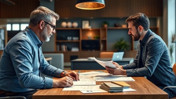 Experts planning your new deck with materials and blueprints